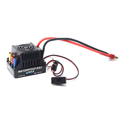 GoolRC 60A Brushless ESC 2-4S Waterproof Electric Speed Controller with 6V 5A BEC T Plug for 1/8 1/10 RC Car