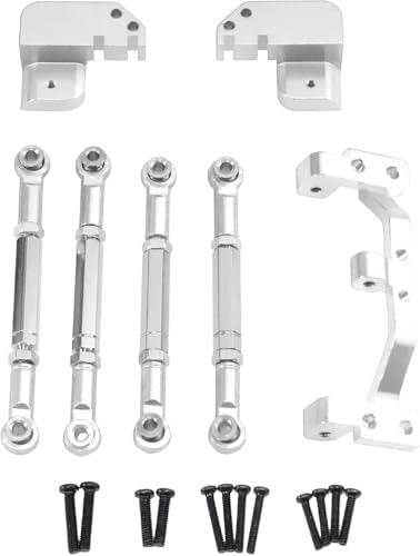 Rear Axle Leaf Spring Upgrade Four-Link Bracket Kit for 1/12 MN82 MN82S MN82PRO MN82T LC79 RC Assortment (Silver) - color: Silver