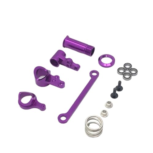 for Wltoys 144001 144002 144010 124007 124016 124018 124019 Metal Steering Components Steering Assembly RC Car Upgrades Parts RC Car Repair Kit(Purple) - color: Purple