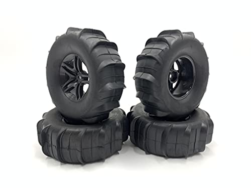 Beach 1/10 Scale 1.9" Beach/Snow Off Road Crawler Truck Wheels and Tires 108mmx37mm 4 Pack Hex 12mm NO Glued for 1/10 Scale RC Truck D90 D110 CC01 CR01 TRX4 TRX6 CROSSRC AXIAL SCX10