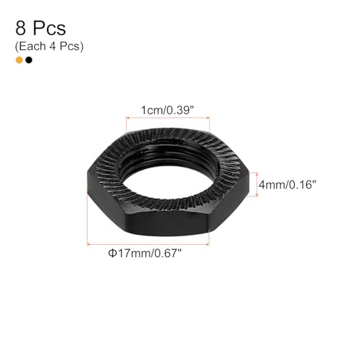 MECCANIXITY Aluminum 17mm RC Wheel Nut Thread M12x1.0mm Hex Wheel Nuts RC Wheel Nut for 1/8 RC Model Car Trucks Off Road Car Upgraded Parts Pack of 8(Gold & Black) - color: Gold & Black