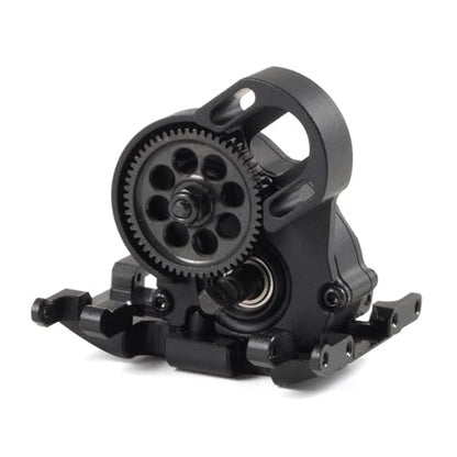21% Overdrive MR24 Billet Transmission with Delrin Skid Plate for SCX24 Custom Build Brushless 1/24 RC Crawler Comp Rigs (Black 12mm Motor Mount) - color: Black 12mm Motor Mount