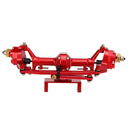 RiToEasysports SCX24 Portal Axle Upgrade Kit, CNC Machined Aluminum Alloy Front Rear Axle Assembly with Hardened Steel Gears for Axial 1/24 RC Crawler Car (Red) - color: Red