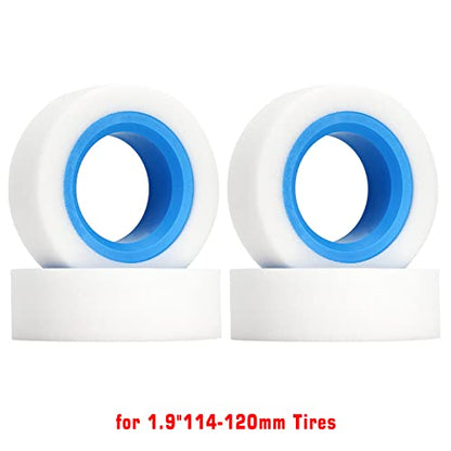 INJORA 1.9 Tire Foam 4pcs Dual Stage Softer Rubber Inner/Foam Outer Inserts for Axial SCX10 90046 TRX4,114-120mm