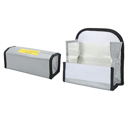 Fafeicy Fireproof Explosionproof Lipo Battery Safe Bag 2PCS 185x75x60mm with Airflow Isolating PVC Fiber for Lipo Battery Storage Transport and Charging
