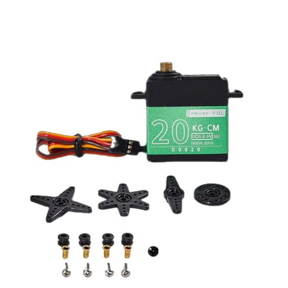 20KG RC Servo Motor Steering Servo Metal Gear Waterproof with 25T Servo Horn for RC Car Truck Boat Helicopter Model Parts, Control Angle 180° (Green-20kg) - color: Green-20kg