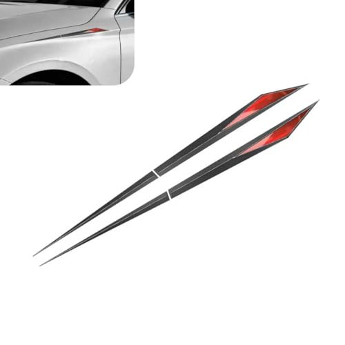 2 PCS Car Side Doors Blade Emblem Stickers, 3D Fashion Blade Style Car Fender Side Decal, Self-Adhesive Body Engine Hood Decal, Universal for Cars, Trucks, SUVs (Red) - color: Red