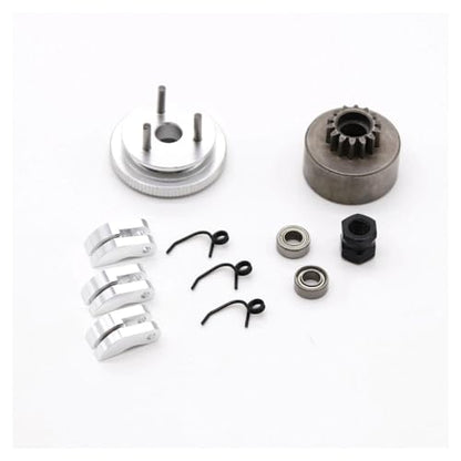 RC Car Accessories Compatible with 1/8 RC Car Bearing Clutch Bell Shoes Nut Springs Parts Accessories 14T Gear Flywheel Assembly(White) - color: White