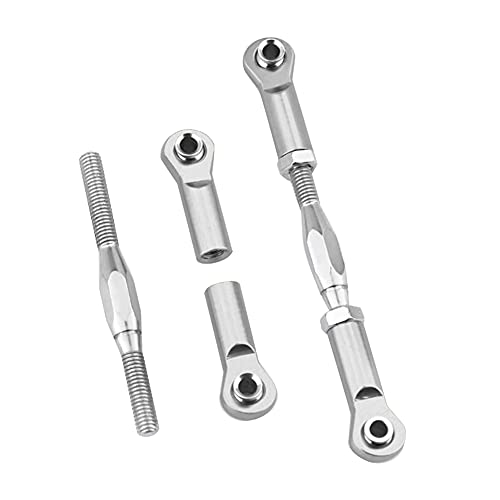 RC Car Turnbuckle, 6Pcs Adjustable Servo Links Tie Rod Aluminum Alloy RC Pull Rod Turnbuckle Rod Linkage Set for RC Hobby Car Model(Silver) Rc Steering Linkage Dilwe Tie Rods Buckle