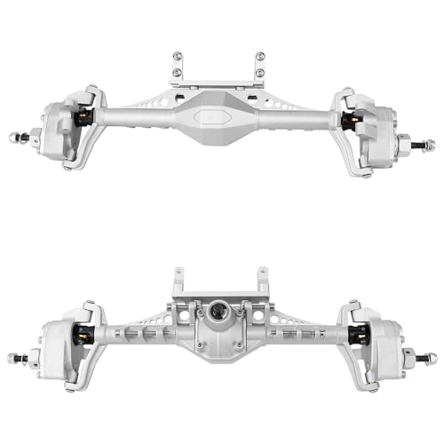 Metal Front and Rear Portal Axle Completes Set with Servo Mount for Axial 1/10 RC Crawler Capra 1.9 UTB AXI03004 AXI03000T1 T2 Buggy F9 Upgrade Parts (Silver) - color: Silver
