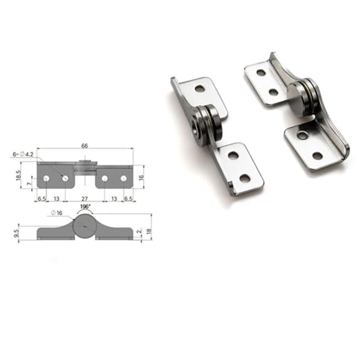 Torque 2.0 N.M, Torque Shaft Hinge Small Metal Damper，Stop at Will，for Folding Table, Windows, Doors, Wardrobe，Cabinets ，Boxes ， Flip Hinge with Adjustable Damping，1 Pair （L+R）, Silver