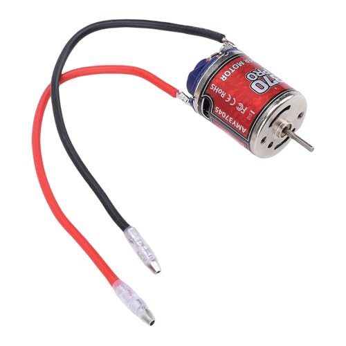Alomejor RC Motor 370 Brushed Motor with Stainless Steel Casing 45T 2.3mm D Shaft for High Speed RC Car Boat Strong Magnetic Force Low Heat Generation