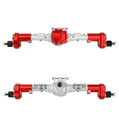 CNC Anodized Complete Front & Rear Portal Axle for 1/10 RC Crawler Car Axial SCX10 II Deadbolt 90046 90047 SCX10 90028 90027 Metal Upgrade Parts (Silver-red-1) - color: Silver-red-1