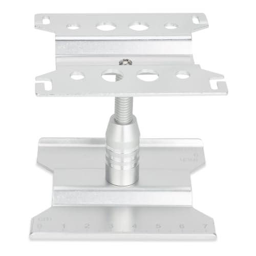 RC Car Repair Workstation,Aluminum 360 Degree Rotation Lift Lower Work Stand Body Mounts for SCX24 TRX4M FCX24 1/18 1/24 Scale RC Truck Crawler Buggy (Silver)