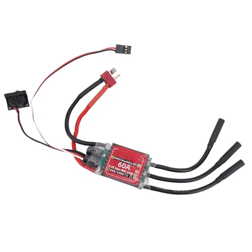 Dpofirs 60A Sensorless Brushless ESC for RC Vehicles | Unidirectional Bidirectional Speed Controller 2-3S Lipo 2A BEC Smooth Regulation Drag Brake for 2847 540 3650 Motor 1/10 Car Truck