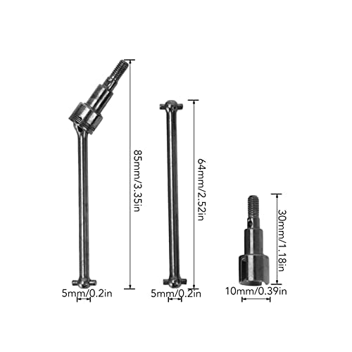 RC Car Driveshaft, Durable Steel CVD Front Rear Drive Shaft Set for 1/16 Scale RC Vehicles, for Off-Road Racing Hobbyists and Maintenance Enthusiasts