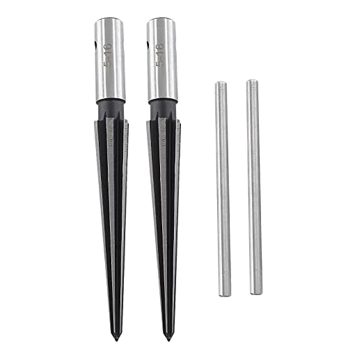 T Handle Tapered Reamer Set, 1/8"-1/2" & 3/16"-5/8", 2 Pieces | 3-13mm & 5-16mm, Bridge Pin Hole Handle Tapered Reamers, 6 Fluted Chamfer Reaming, Guitar Woodworker Luthier Tool - size: 1/8"-1/2" & 3/16"-5/8"