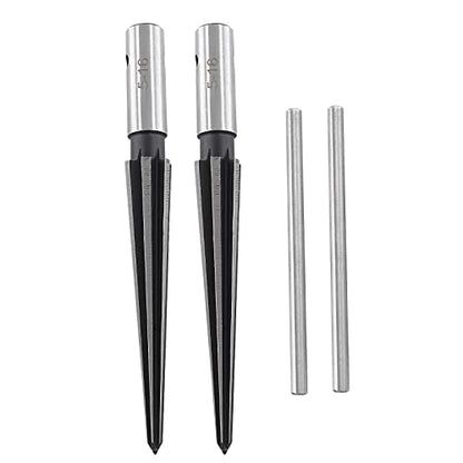 T Handle Tapered Reamer Set, 1/8"-1/2" & 3/16"-5/8", 2 Pieces | 3-13mm & 5-16mm, Bridge Pin Hole Handle Tapered Reamers, 6 Fluted Chamfer Reaming, Guitar Woodworker Luthier Tool - size: 1/8"-1/2" & 3/16"-5/8"