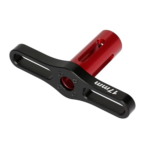 RC Aluminum 17mm Wheel Hex Nuts with Wheel Hub Wrench Repair Tool Set Upgrades Part for 1/8 RC Cars Trucks Off Road Buggy Arrma Typhon Kraton 6S 3S Traxxas E-Maxx E-Revo Mojave (Red) - color: Red