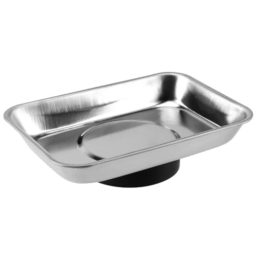 SINJEUN 10 Pieces Rectangle Magnetic Part Tray, 3.6 x 2.5 Inch Magnetic Tray Set, Stainless Steel Magnetic Tray Holder for Screws, Nut, Bolt and Metal Part - size: 3.6 x 2.5 Inch Rectangle
