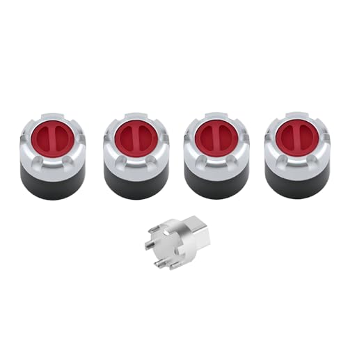 DJX M4 Wheel Nuts Center Locking Hubs Wheel Caps W/Tool for Traxxas TRX4 Axial SCX10 90046 D90 Tamiya Redcat HPI 1/10 RC Crawler Car(Red) - color: Red