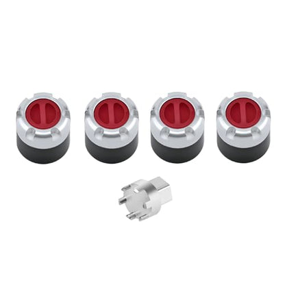DJX M4 Wheel Nuts Center Locking Hubs Wheel Caps W/Tool for Traxxas TRX4 Axial SCX10 90046 D90 Tamiya Redcat HPI 1/10 RC Crawler Car(Red) - color: Red