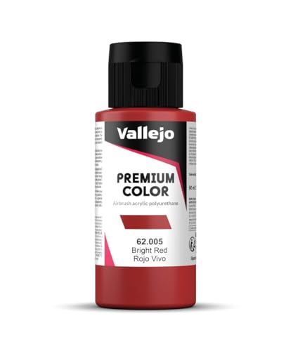 Vallejo - Premium Color RC Bright Red 2.02 Fl.Oz. (60 ml) for Airbrushing, Acrylic-Polyurethane Hybrid Resin of Great Resistance Paint for Model and Hobby Use - style: Bright Red