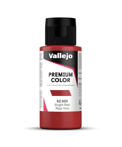Vallejo - Premium Color RC Bright Red 2.02 Fl.Oz. (60 ml) for Airbrushing, Acrylic-Polyurethane Hybrid Resin of Great Resistance Paint for Model and Hobby Use - style: Bright Red