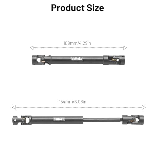 daitoku 2PCS 109-154mm Universal RC Drive Shaft for 1/10 Axial SCX10 SCX10-II Redcat D90 Gen7 /Pro RC4WD GEN8 RC Crawler - size: 109-154mm