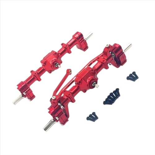 Rc Crawlers Axles Compatible With WPL C14 C24 C34 B14 B24 RC Car Upgrade Part Accessories Front Rear Portal Bridge Axle Differential Assembly Kit(Red) - color: Red