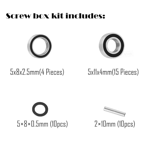 RC Bearings Kit Upgrades Part for 1/10 Slash 2WD VXL/Stampede 2WD VXL/Rustler 2WD VXL/Bandit 2WD VXL,Rubber Sealed Precision Ball Bearings,Black - color: Black- 1 Set