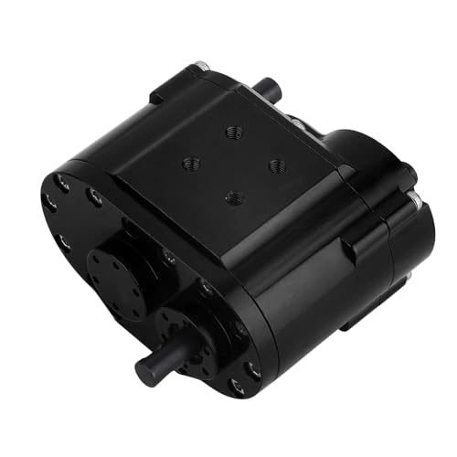 2 Speeds Transfer Case Gearbox Dual Speed Transmission Box 46x53x32mm for Axial SCX10 RC4WD D90 1/10 RC Crawler Upgrade Parts (Black) - color: Black