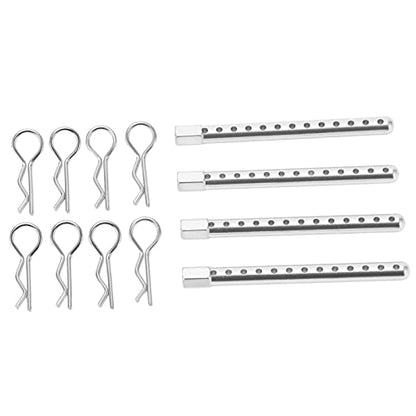 RC Body Post High Strength Aluminum Alloy RC Car Shell Column with Buckle for HSP 94102 94122 94103 94123 1/10 Scale RC Cars (Silver) - color: Silver