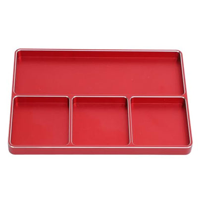 POCREATION RC Screw Tray Aluminum Alloy Magnetic Parts Organizer with 4 Grids 128 X 90 X 9.5 Mm for RC Car Plane Helicopter Boat Repair Workbench Use (Red) - color: Red
