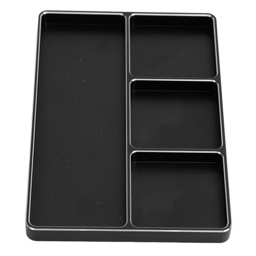 POCREATION RC Screw Tray Aluminum Alloy Magnetic Parts Organizer with 4 Grids 128 X 90 X 9.5 Mm for RC Car Plane Helicopter Boat Repair Workbench Use (Black) - color: Black