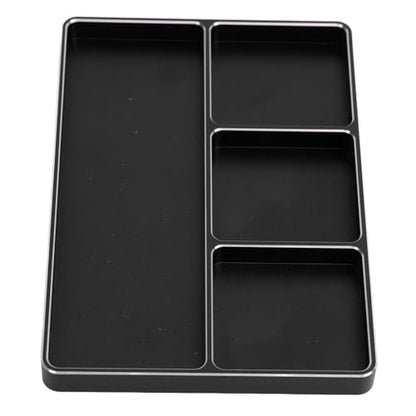 POCREATION RC Screw Tray Aluminum Alloy Magnetic Parts Organizer with 4 Grids 128 X 90 X 9.5 Mm for RC Car Plane Helicopter Boat Repair Workbench Use (Black) - color: Black