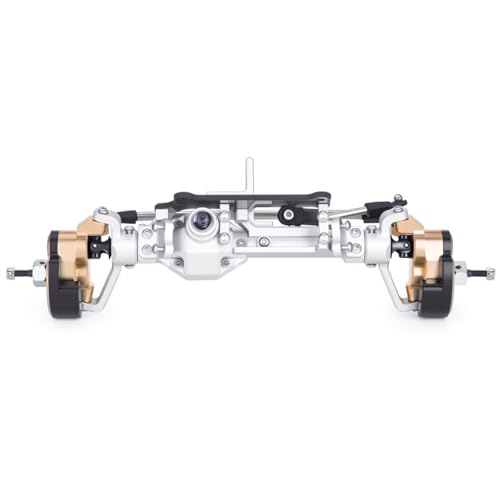  Front Rear Portal Axle Set CNC Aluminum & Brass 4WS Axles for 1/10 RC Crawler Axial Capra 1.9 UTB Cheater Rigs LCG Chassis Upgrade Parts (Silver Front) - color: Silver Front
