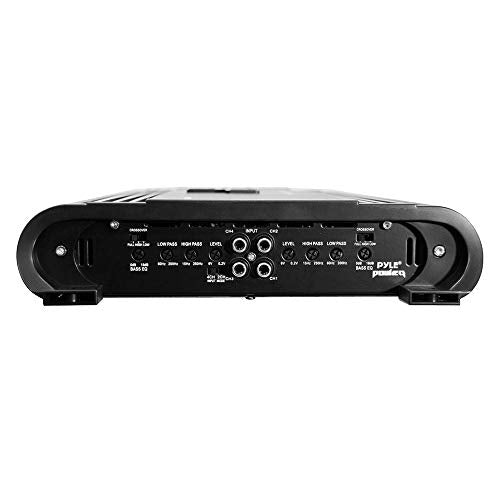 Pyle 4 Channel Car Stereo Amplifier - 4000W High Power 4-Channel Bridgeable Audio Sound Auto Small Speaker Amp Box w/ MOSFET, Crossover, Bass Boost Control, Silver Plated RCA Input Output -PLA4478