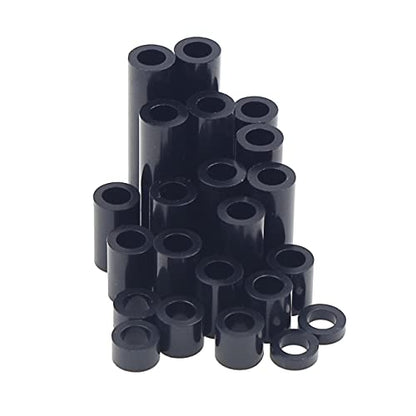 Metric OD 7mm ID 4.2mm Plastic Unthreaded Spacers(2mm to 30 mm) Assortment Kit for M4 Screws;Clearance Spacers;Round Spacers(Black) - size: OD 7mm ID 4.2mm