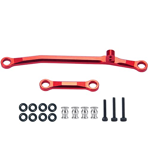 1/24th Aluminium Steering Rod Tie Links RC Upgrade Steering Linkage Set for Axial SCX24 AXI90081 Deadbolt AXI00001 AXI00002 AXI00005 AXI00006 Crawler Car (Red) - color: Red