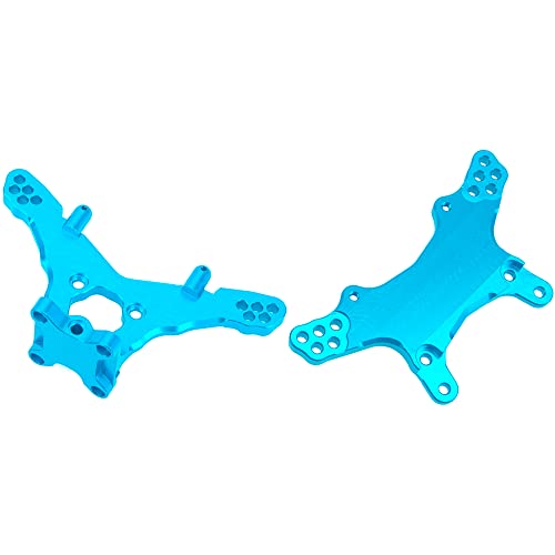 Metal Front & Rear Shock Tower RC Shocks Damper Mount Set Compatible with Losi 1/18 Mini-T 2.0 2WD Stadium RC Truck Hop-Up Parts (Blue) - color: Blue