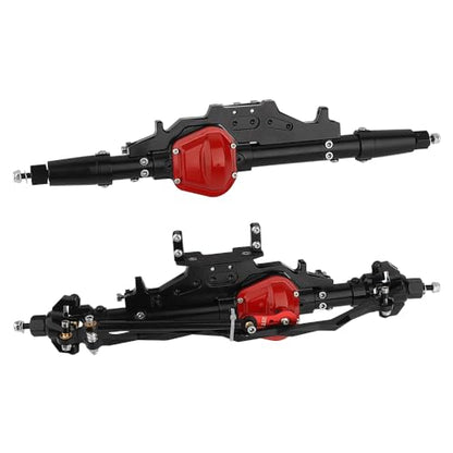 Complete Metal Front Rear Axle for 1/10 RC Rock Crawler Axial Wraith 90018 90020 90045 RR10 90048 90053 (Black) - color: Black
