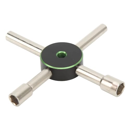 Mini Wrench, 4/5.5/7/8mm Stainless Steel Universal Lock Nut Cross Wrench Cabinet Key 4 Way Hexagon Socket Spanner Valve RC Car Maintenance (Green)