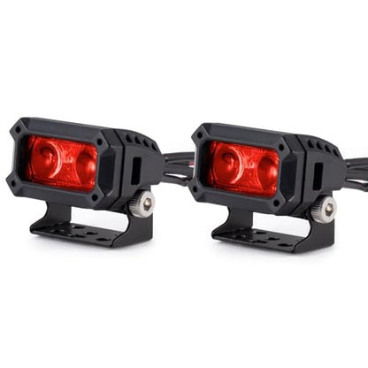 2pcs 18MM Square Led Light Headlight Spotlight for TRX-4 TRX6 SCX10 | 90046 D90 CC01 Wraith Redcat Gen8 1/10 RC Car Upgrade Parts Red Lamp - color: Red