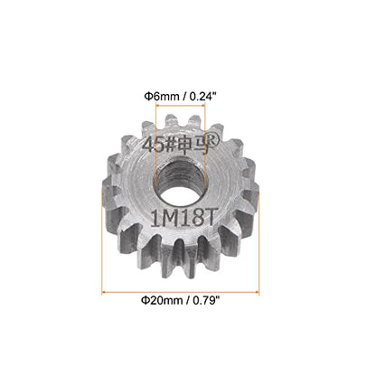 HARFINGTON Straight Spur Gear 6mm Bore 18T Mod-1 Hardened 45# Steel Spur Diff Differential Motor Gear RC Car Replacement Parts - style: 18T