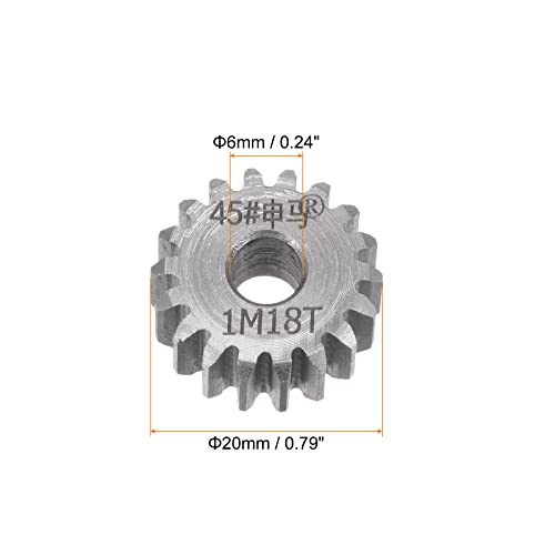 HARFINGTON Straight Spur Gear 6mm Bore 18T Mod-1 Hardened 45# Steel Spur Diff Differential Motor Gear RC Car Replacement Parts - style: 18T