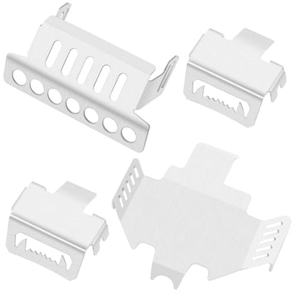 4Pack Vgoohobby Stainless Steel RC Skid Plate RC Chassis Armor Protector Front Guard Compatible with Traxxas TRX-4 1/10 RC Crawler Car Upgrade Parts
