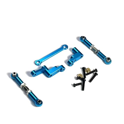 for MJX for Hyper Go for 16207 16208 16209 16210 H16 H16BM 1/16 RC Car Metal Parts Steering Tie Rod Assembly RC Car Repair Kit(Blue) - color: Blue