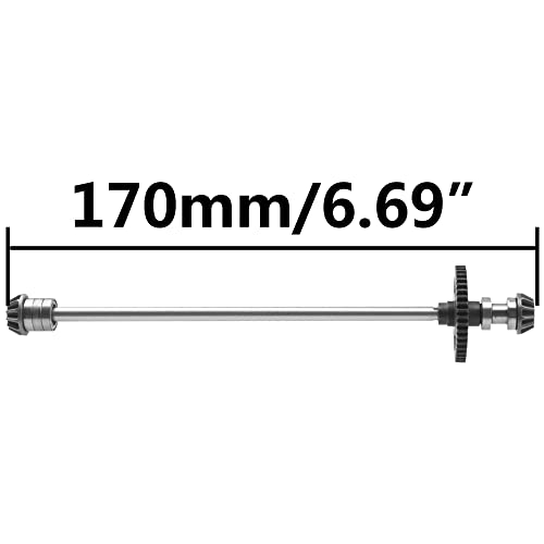 Metal Center Drive Shaft RC Car Central Transmission Shaft w/ 27T Motor Gear Upgrade Part Compatible with Wltoys 144001 1/14 RC Car Buggy (Silver) - color: Silver