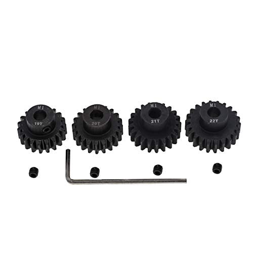 4pcs Mod 1 Pinion Gear 5mm Set Hardened 19T 20T 21T 22T M1 Pitch Gears RC Upgrade Part with Screwdriver